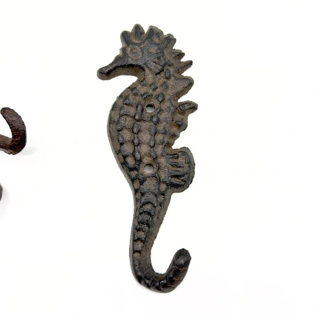 Nautical Cast Iron Wall Hooks Seahorse Octopus Tentacle Whale Ocean Beach